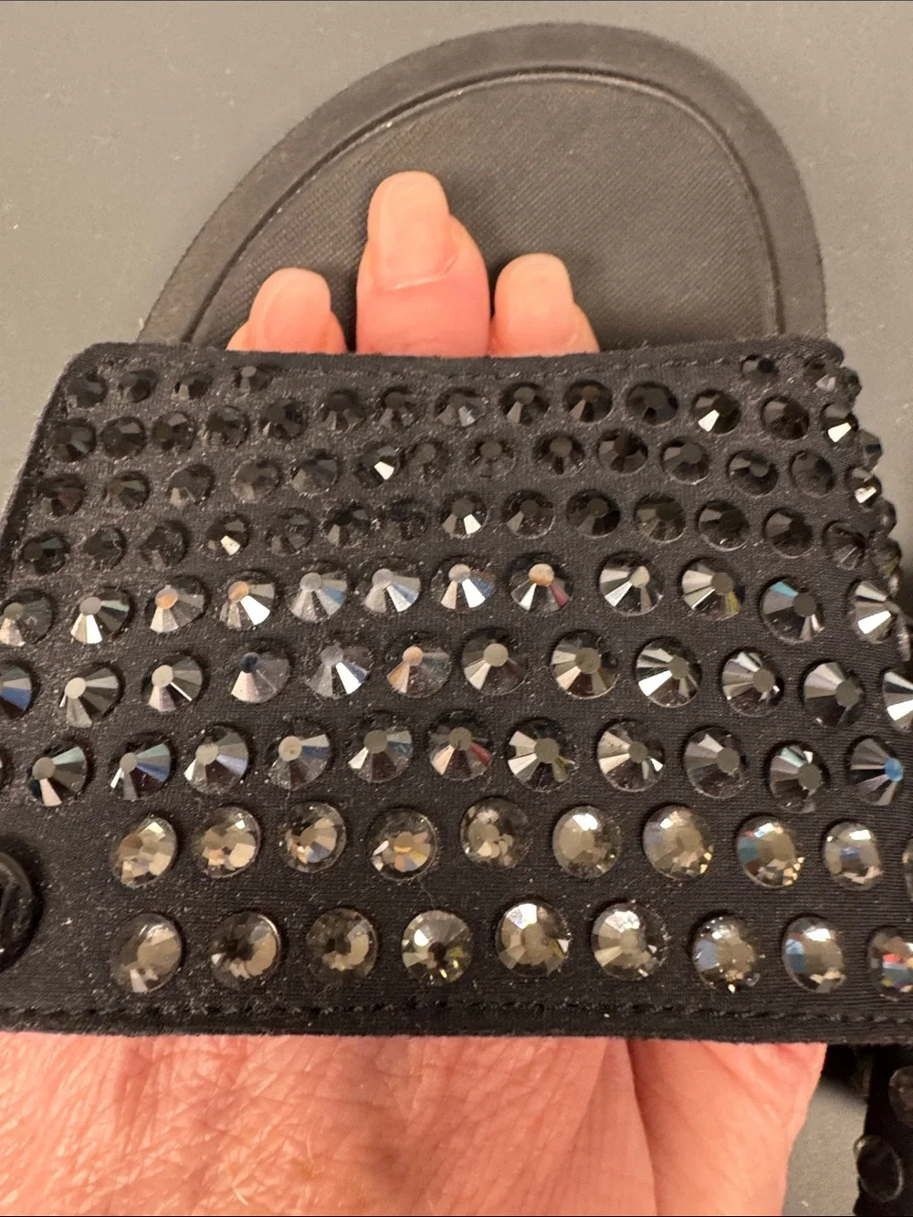 MICHAEL Michael Kors Black Crystal-Embellished Slide Sandals